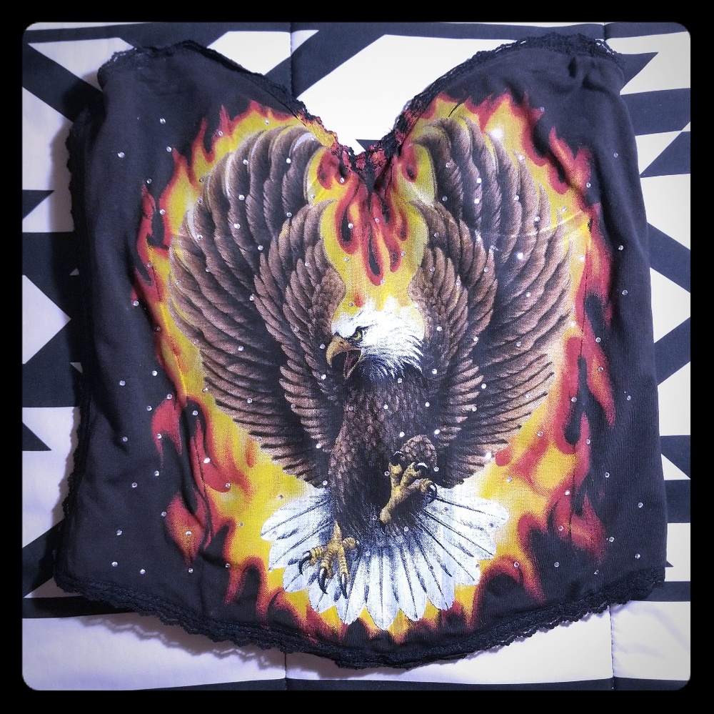 Bejeweled Eagle and Fire Corset 34C